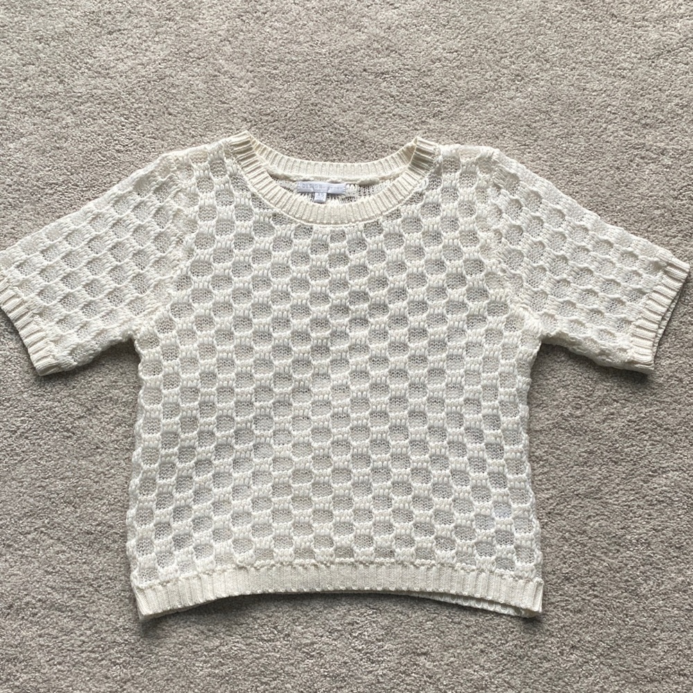 Evereve- Design History Ivory Open Weave Pullover